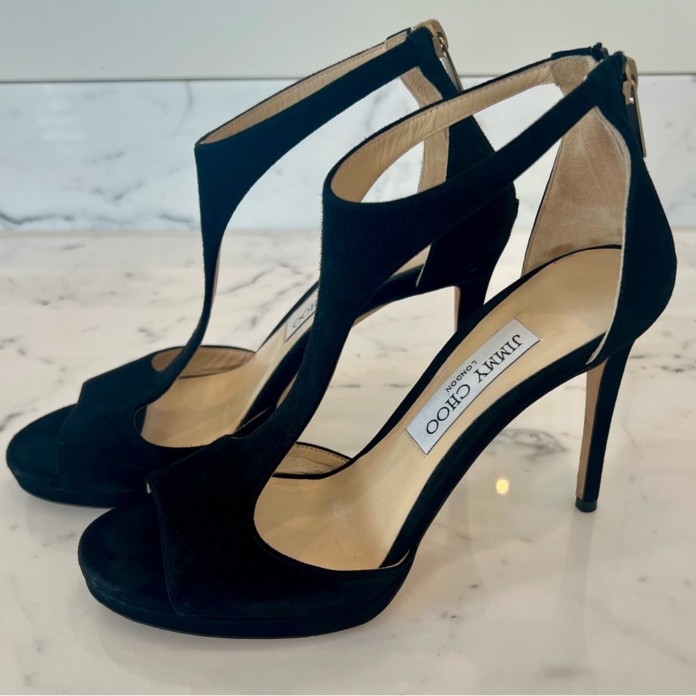 Jimmy Choo Black T-Strap Heels